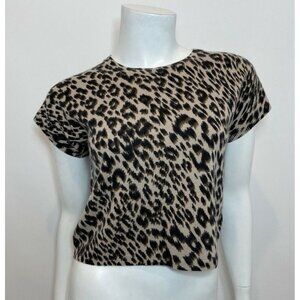 Le Superbe Frances Leopard Sweater‎ Tee Size XS Short Sleeve Cropped